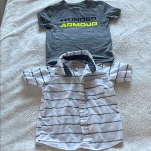 Kids  Gray Kids T-Shirt and button down shirt